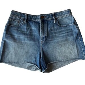 Lou Grey Blue 5Pocket Frayed Hem Button Closure Denim Shorts Size‎ 30